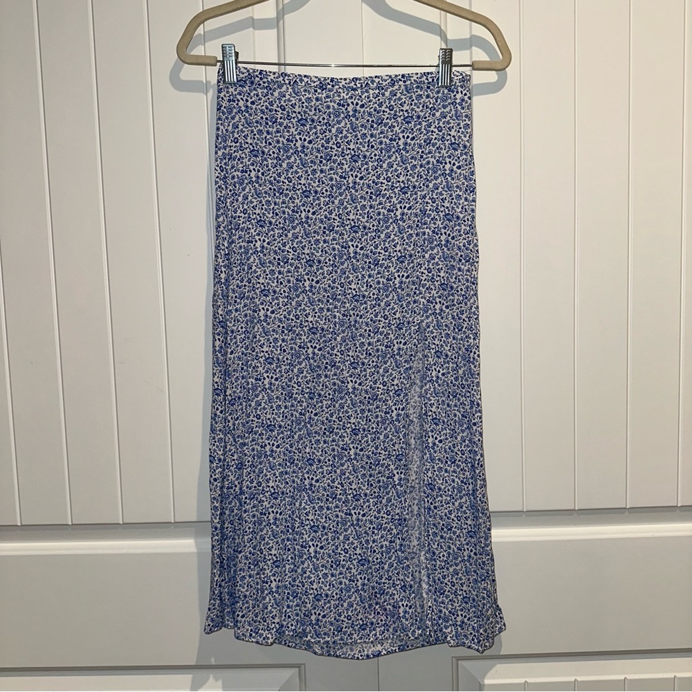 Floral Blue Midi Skirt